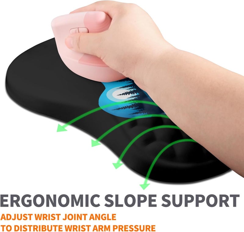 Armanza Ergonomic Joint Wrist Support Mouse Pad with Memory Foam Cushion Massage Bump, Carpal Tunnel Pain Relief Mousepad Slope Design for Wrist Rest, 11.8x7.9 in, Guitar - Image 2